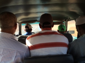 Packed taxi ride to the Ouarzazate bus station